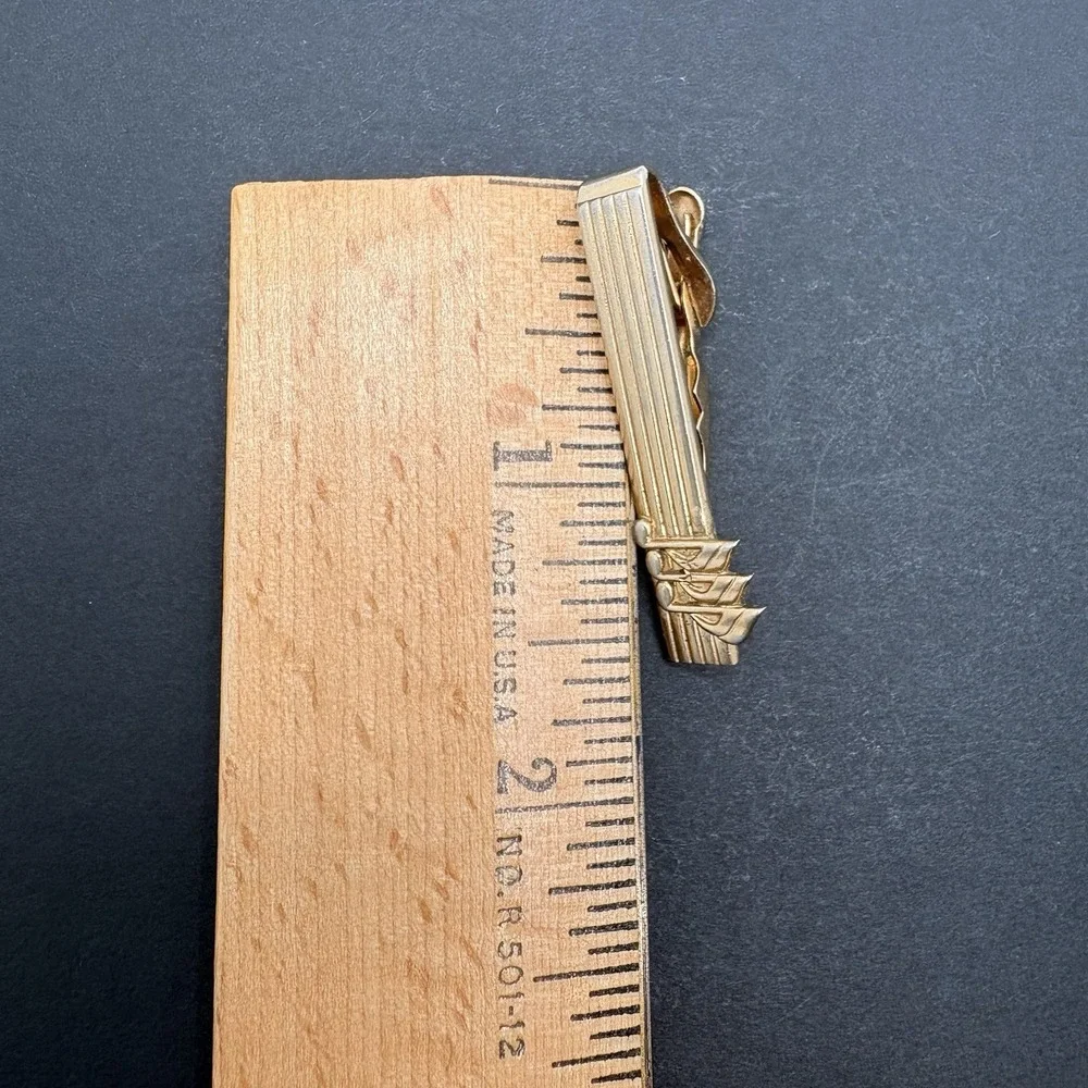 Vintage Swank Musical Notes Tie Clip Gold Tone Minimalist